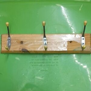 Natural Wood Wall Hook with Metal Accents